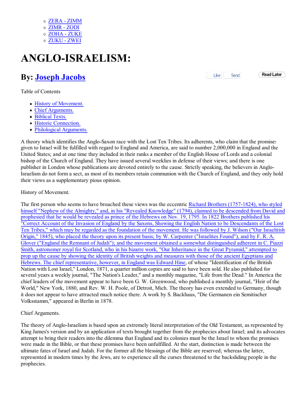 First page of ANGLO ISRAELISM JewishEncyclopedia