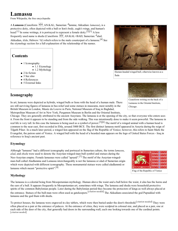 First page of Babylonian God Lamassu On The Venetian Flag