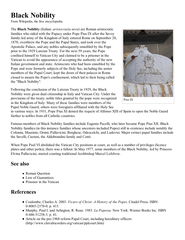 First page of Black Nobility Wikipedia, the free encyclopedia