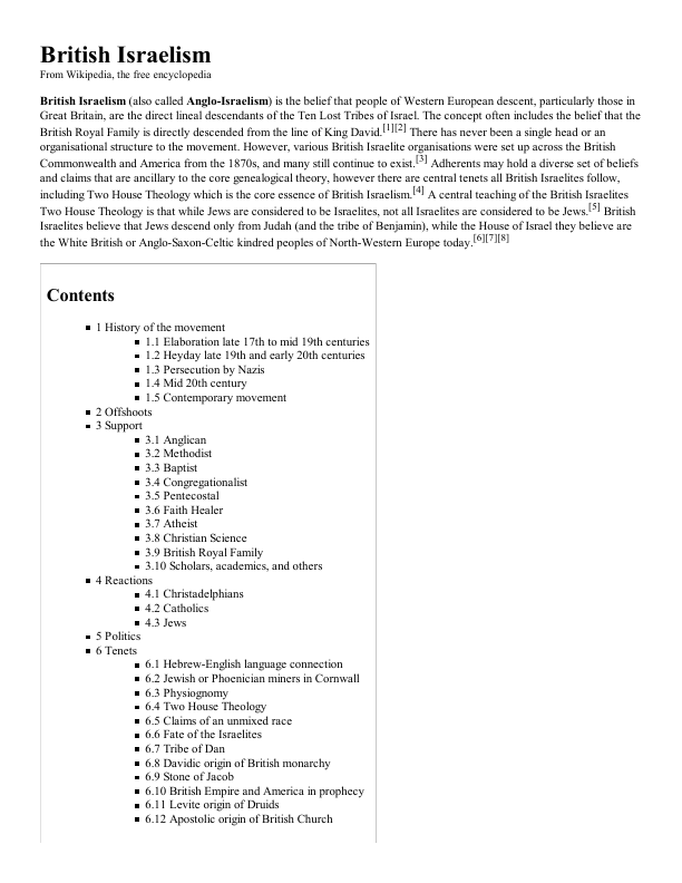First page of British Israelism Wikipedia, the free encyclopedia