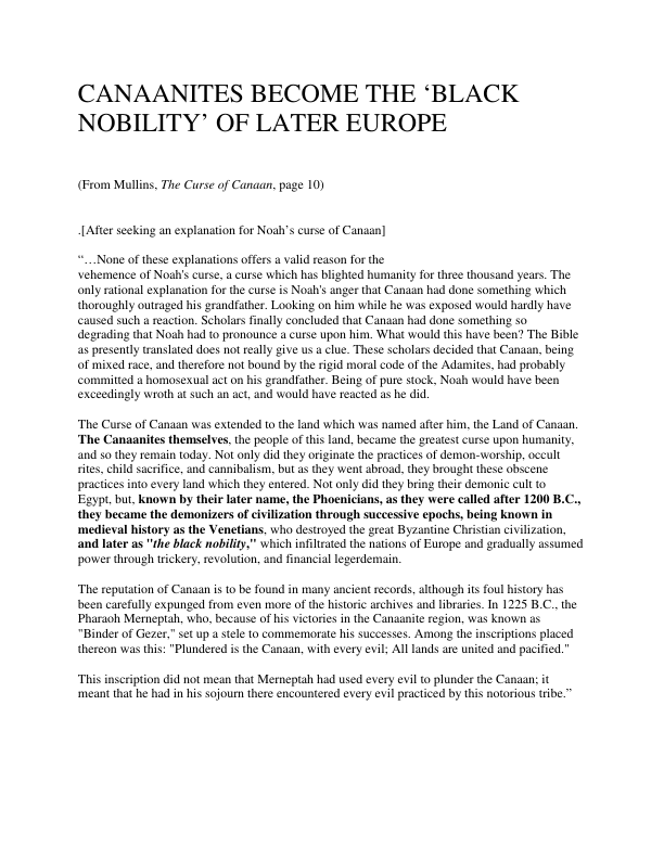 First page of CANAANITES BECOME THE 'BLACK NOBILITY' of Later Europe