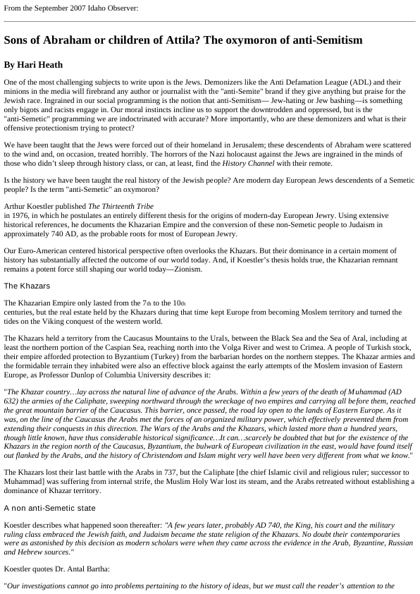First page of Children of Attila Khazars to Khazionism