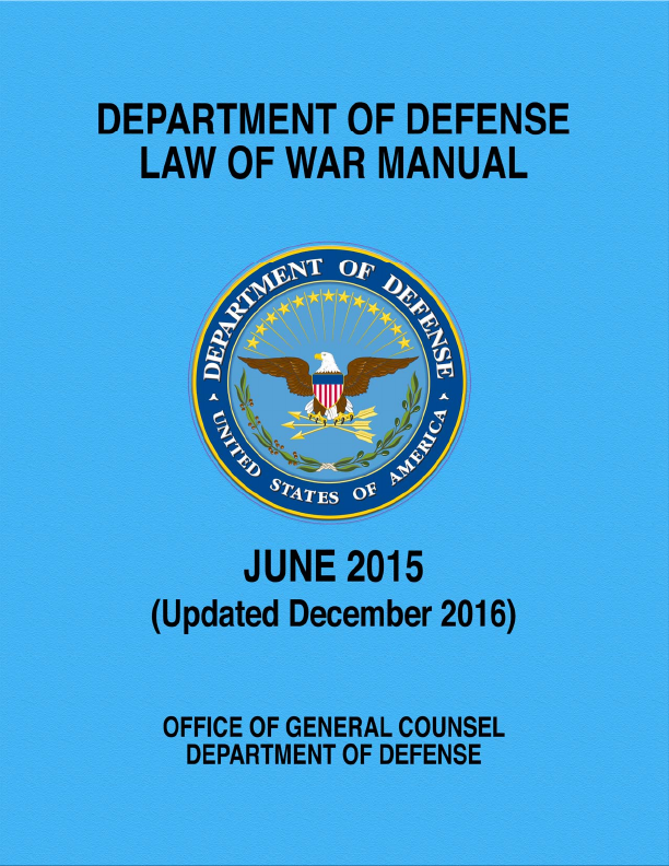 First page of DoD Law of War Manual June 2015 Updated Dec 2016