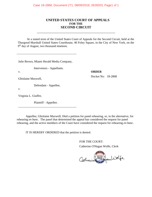 First page of Epstein Docs