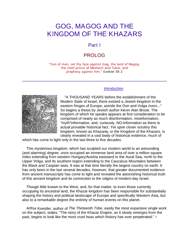 First page of Gog Magog and the Kingdom of the Khazars Biblical Perspective