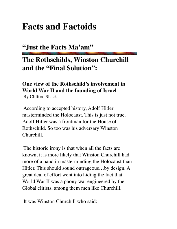 First page of Hitler, Churchill and Rothschild