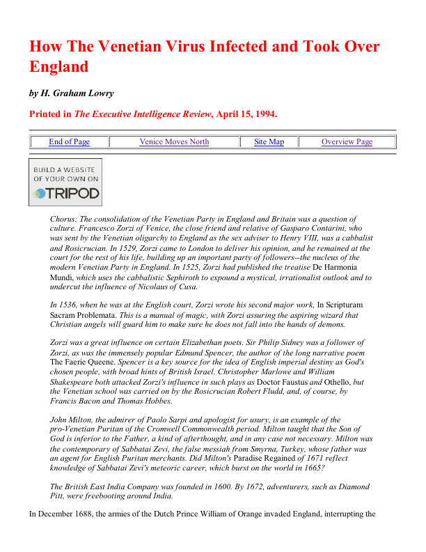 First page of How The Venetian Virus Infected and Took Over England