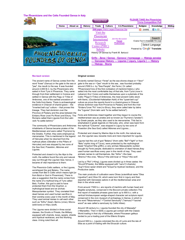First page of Phoenicia, Phoenicians Founded Genoa