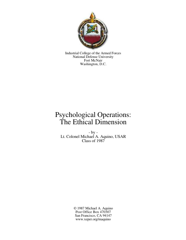 First page of Psychological Operations the Ethical Dimension