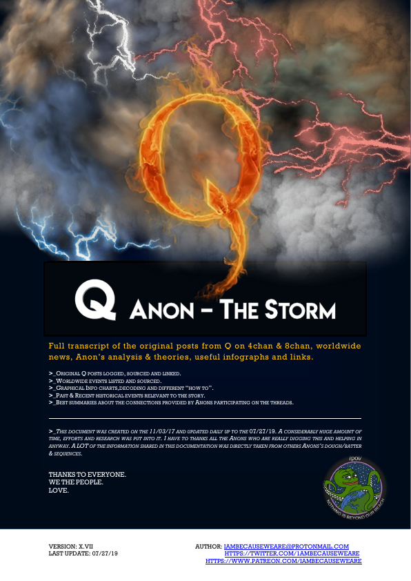 First page of Q Anon — The Storm — X.VII