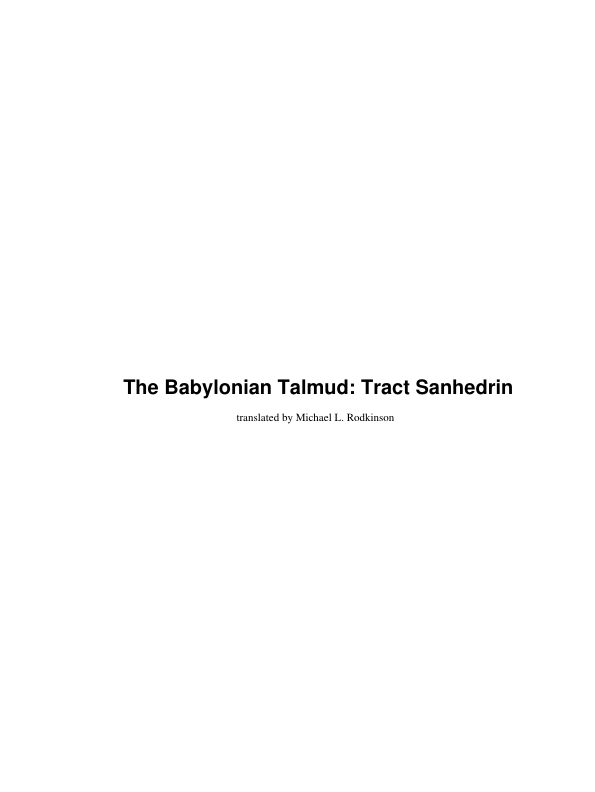 First page of The Babylonian Talmud Tract Sanhedrin