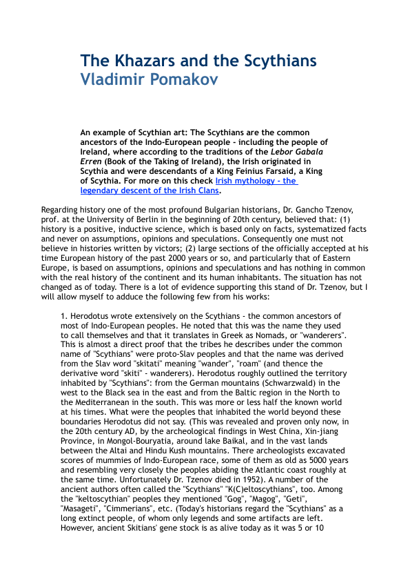 First page of The Khazars and the Scythians Vladimir Pomakov