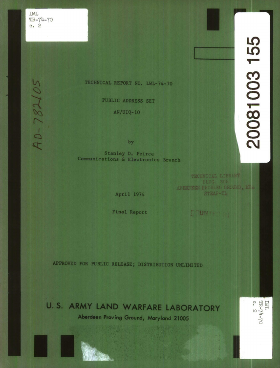 First page of USArmyLandWarfareLab