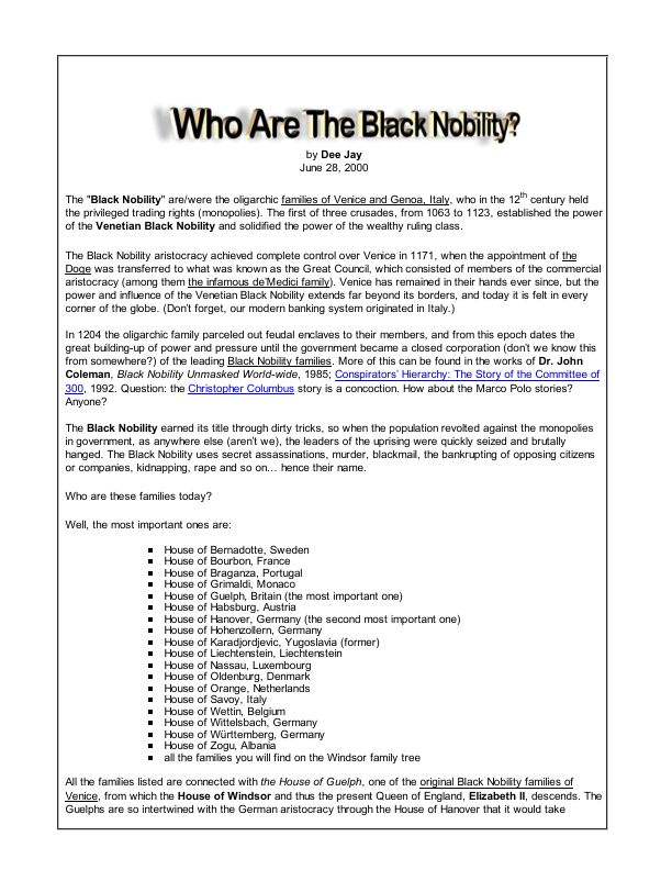 First page of Who Are The Black Nobilityc3