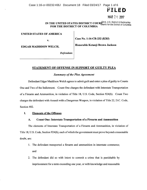 First page of ketanji pizzagate