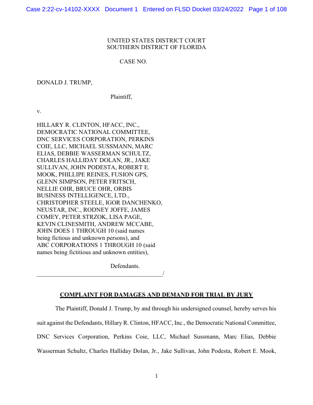 First page of trump v clinton
